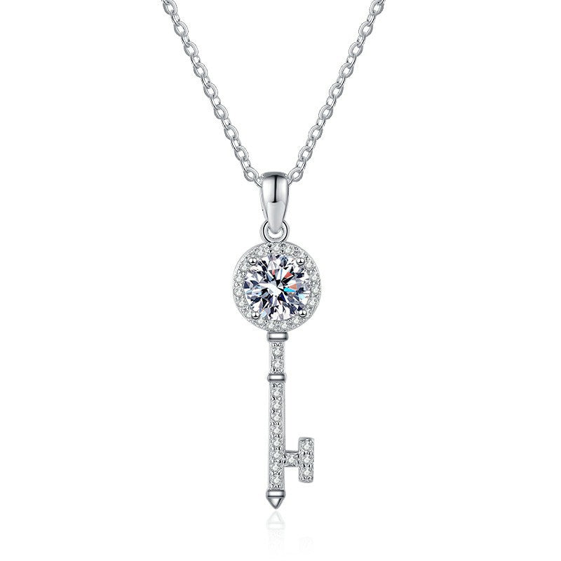 Moissanite Key Pendant | 1 CTW, D Color, VVS Clarity, Sterling Silver