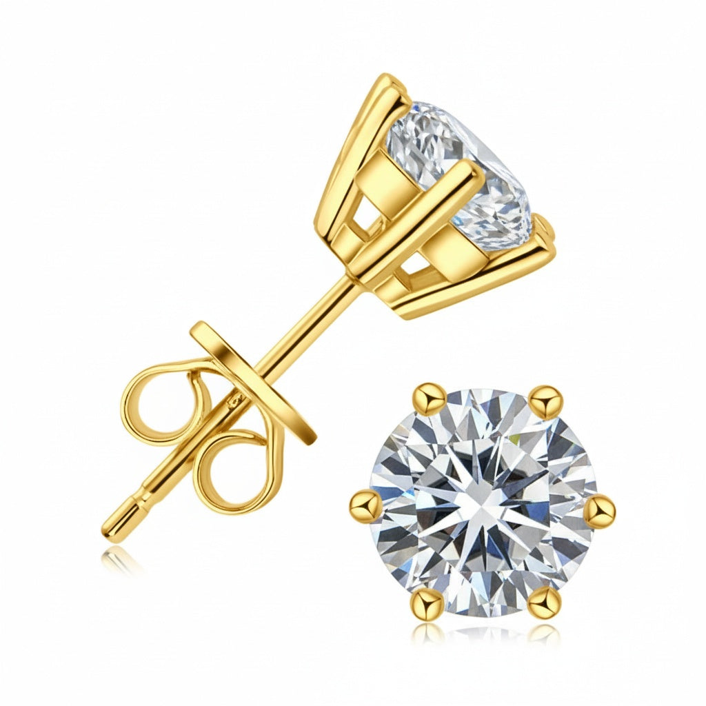 IGI Certified Classic Round Lab Diamond Stud Earrings (0.5–2 ct each) — Custom Made in Gold or Silver