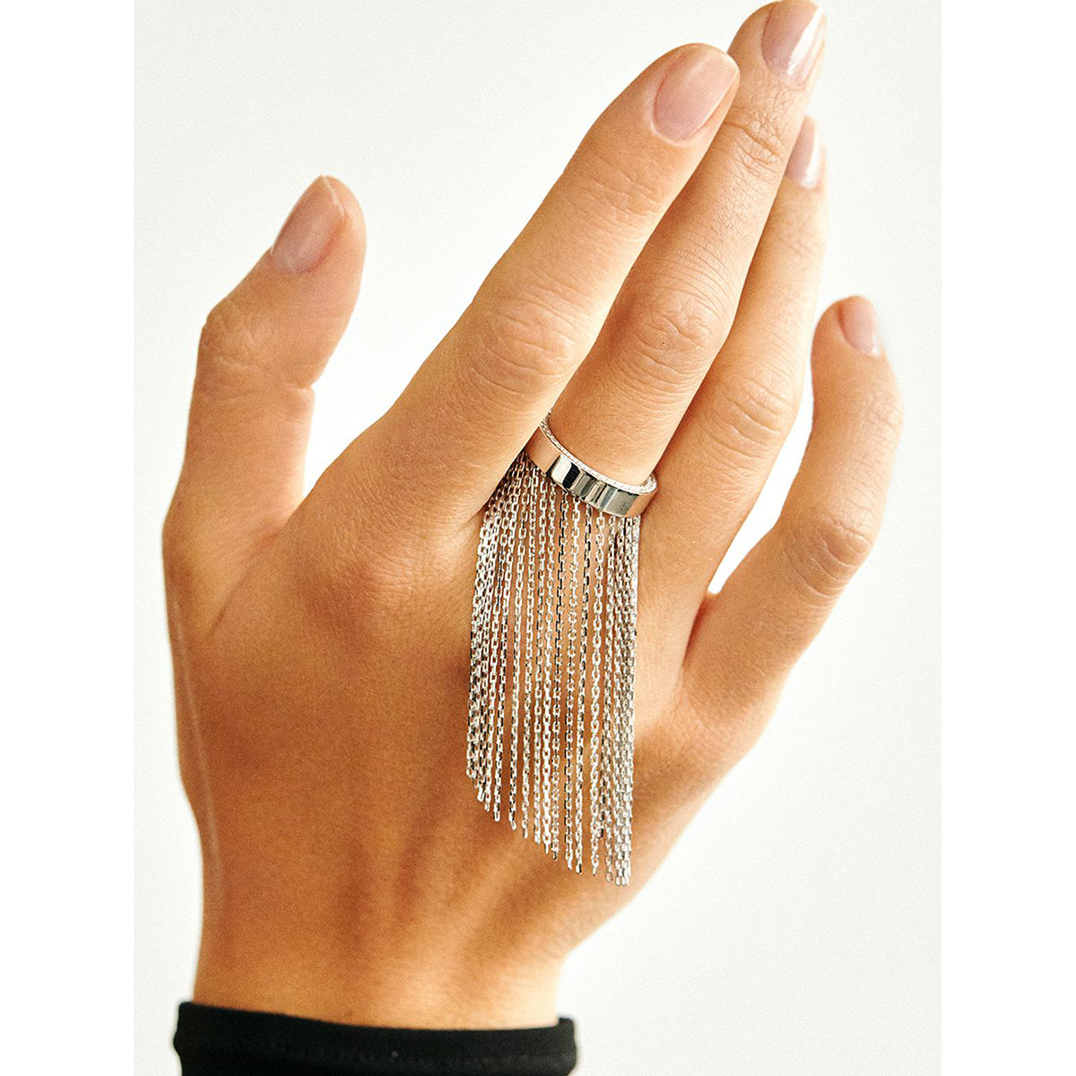 Fringe Cascade Platinum- plated Ring