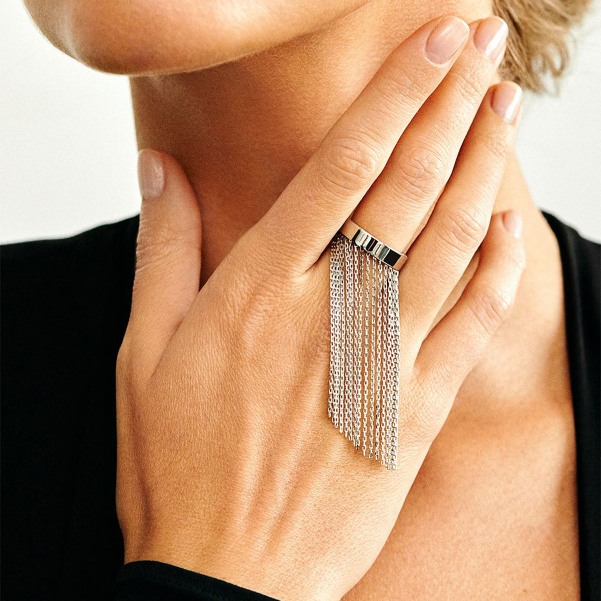 Fringe Cascade Platinum- plated Ring