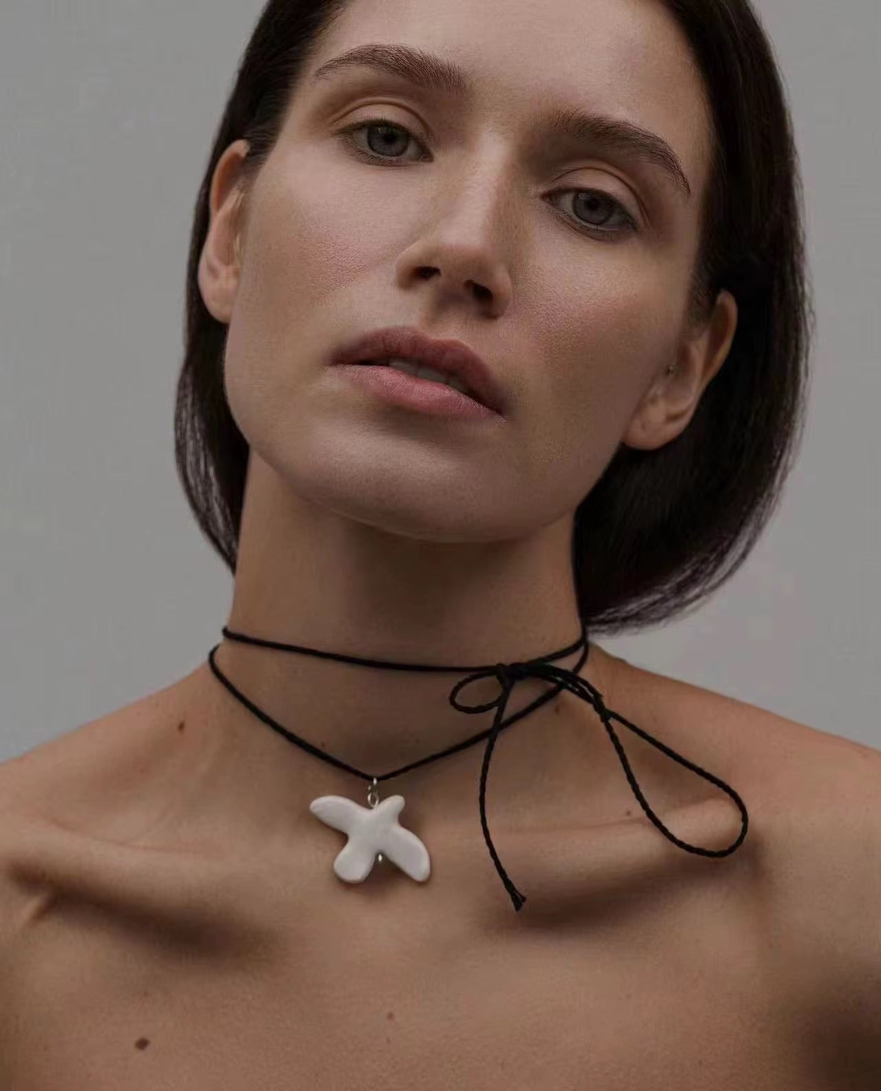 White Dove Ceramic Choker on Black Cord