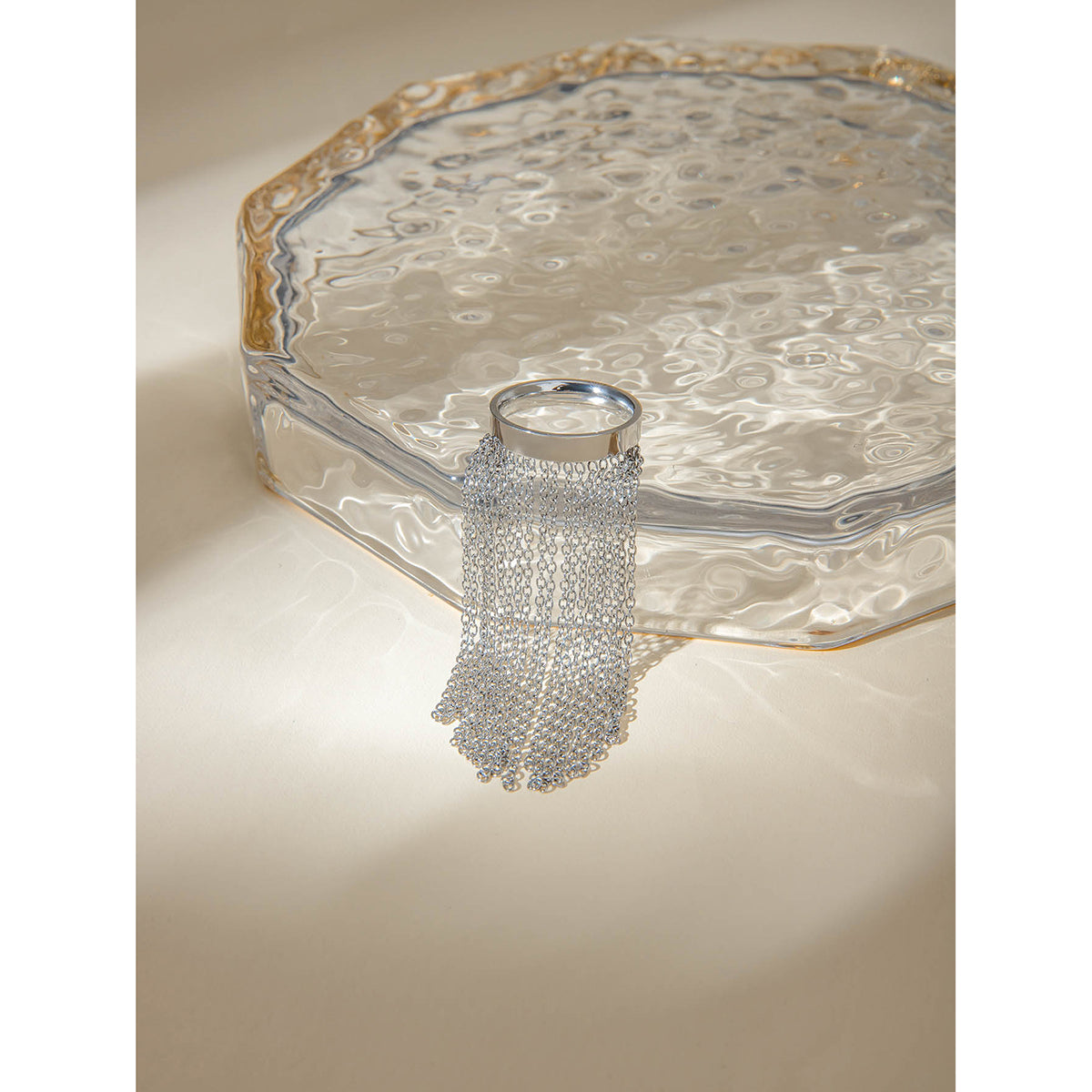 Fringe Cascade Platinum- plated Ring