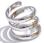 Premium stainless steel ring with platinum plating