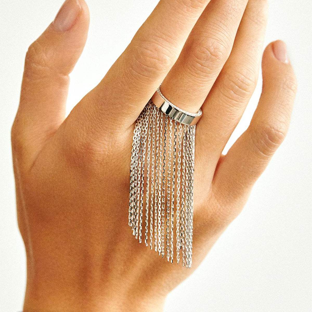 Fringe Cascade Platinum- plated Ring