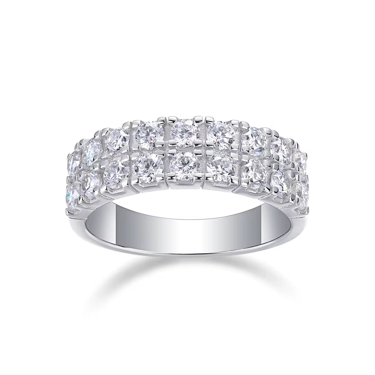 Classic Wide Moissanite Band Ring | 1.8 CTW, D Color, VVS Clarity, Platinum-Plated Sterling Silver