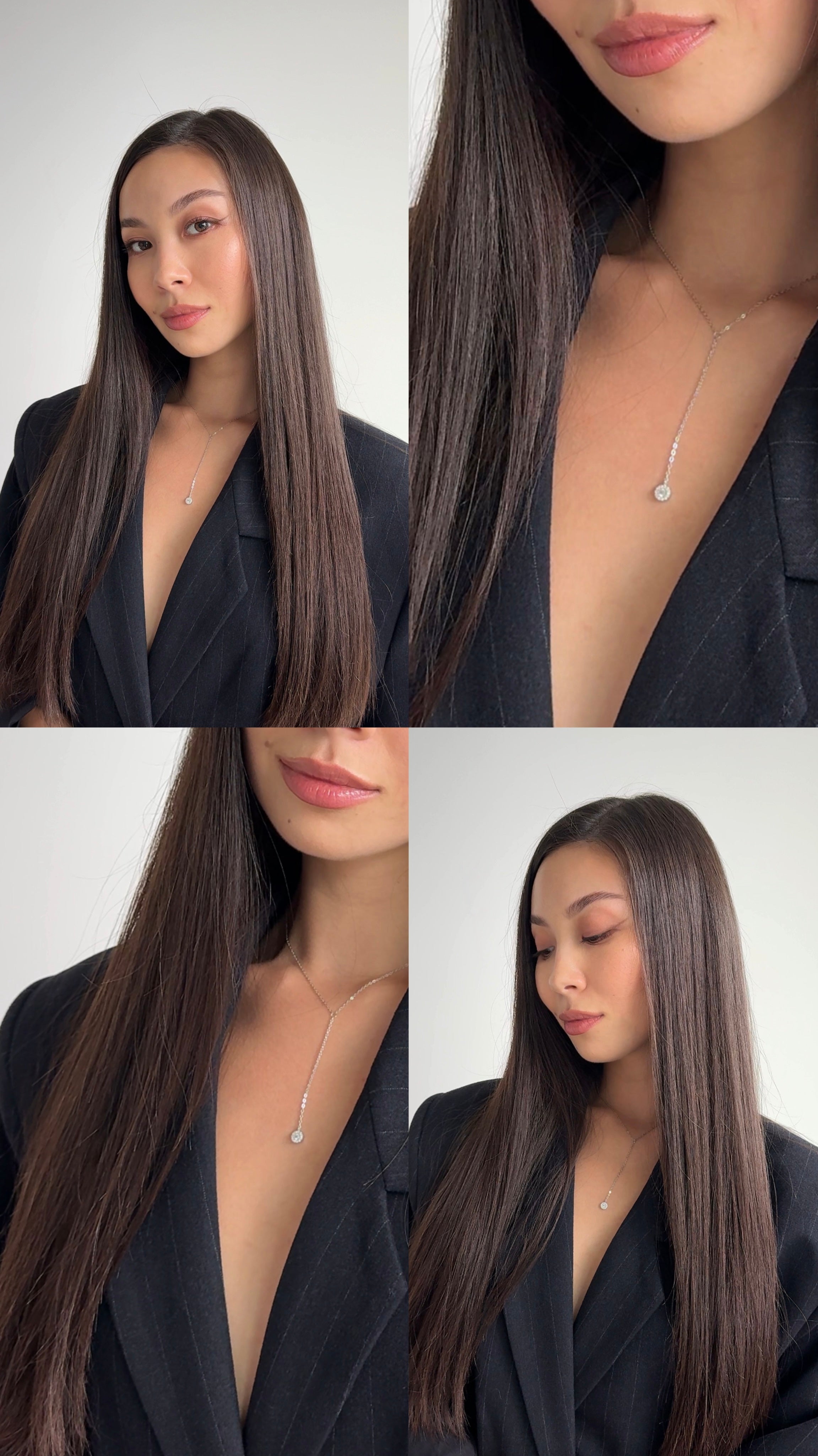 Rhodium-plated silver necklace with zircon stones