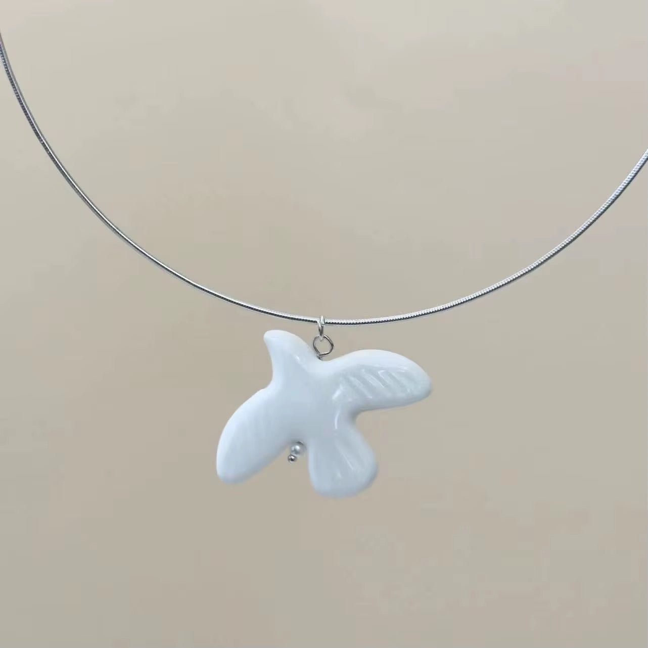 White Dove Metal Collar Necklace