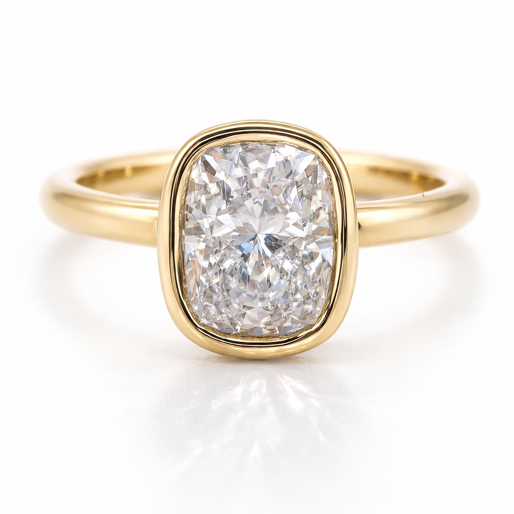 IGI Certified Cushion-Radiant Cut VS2 Lab Diamond Ring (1–3 ct) in Solid Gold 10K–18K or 925 Sterling Silver