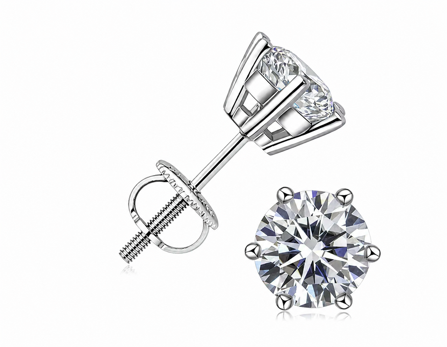 Ready to Ship: IGI Certified Classic Round Lab Diamond Stud Earrings in Silver (1 CTW)