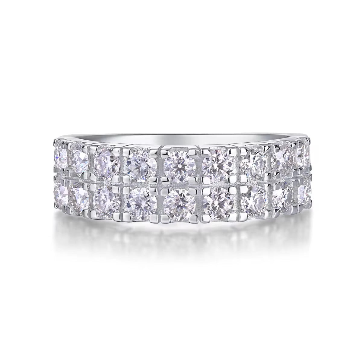 Classic Wide Moissanite Band Ring | 1.8 CTW, D Color, VVS Clarity, Platinum-Plated Sterling Silver