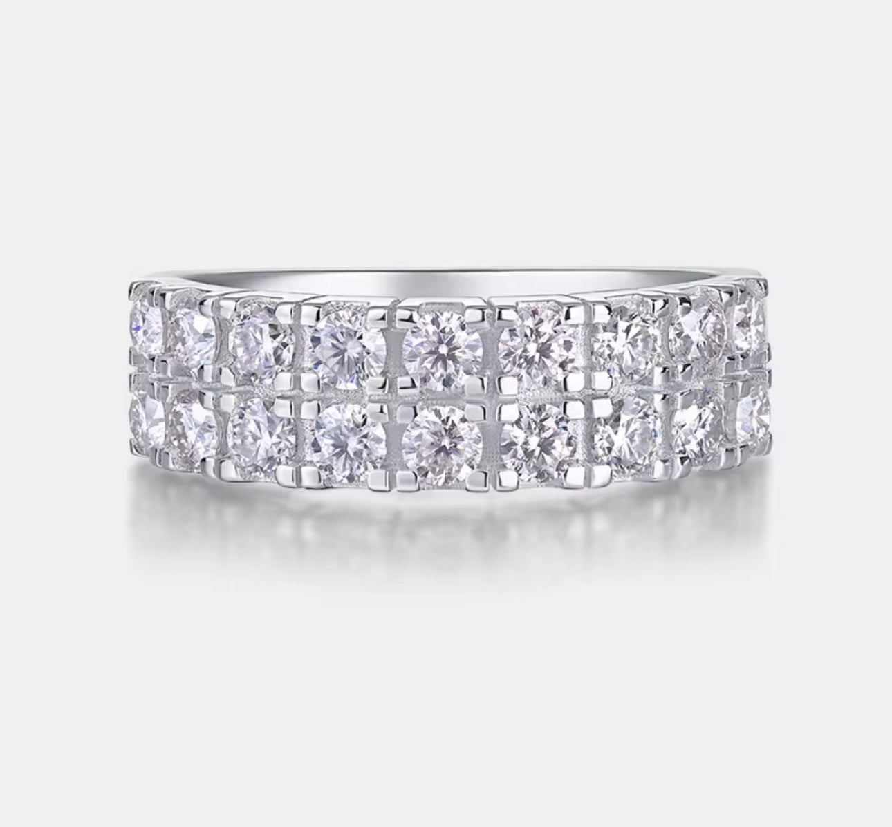 Classic Wide Moissanite Band Ring | 1.8 CTW, D Color, VVS Clarity, Platinum-Plated Sterling Silver