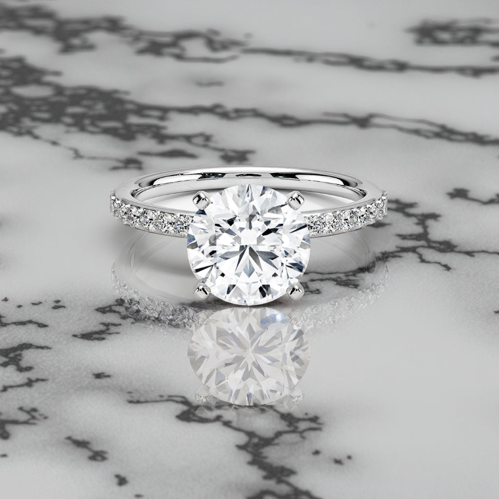 IGI Certified Eternity Halo Round Lab-Diamond Ring with VS2 Lab Diamond (1–2 ct) in Gold or Sterling Silver