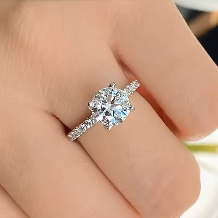 IGI Certified Eternity Halo Round Lab-Diamond Ring with VS2 Lab Diamond (1–2 ct) in Gold or Sterling Silver