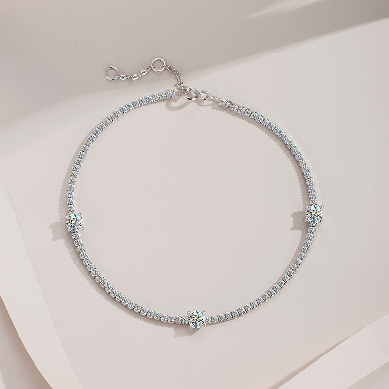 Classic Moissanite Multi-Stone Bracelet | 0.4 CTW, D Color, VVS Clarity, Sterling Silver