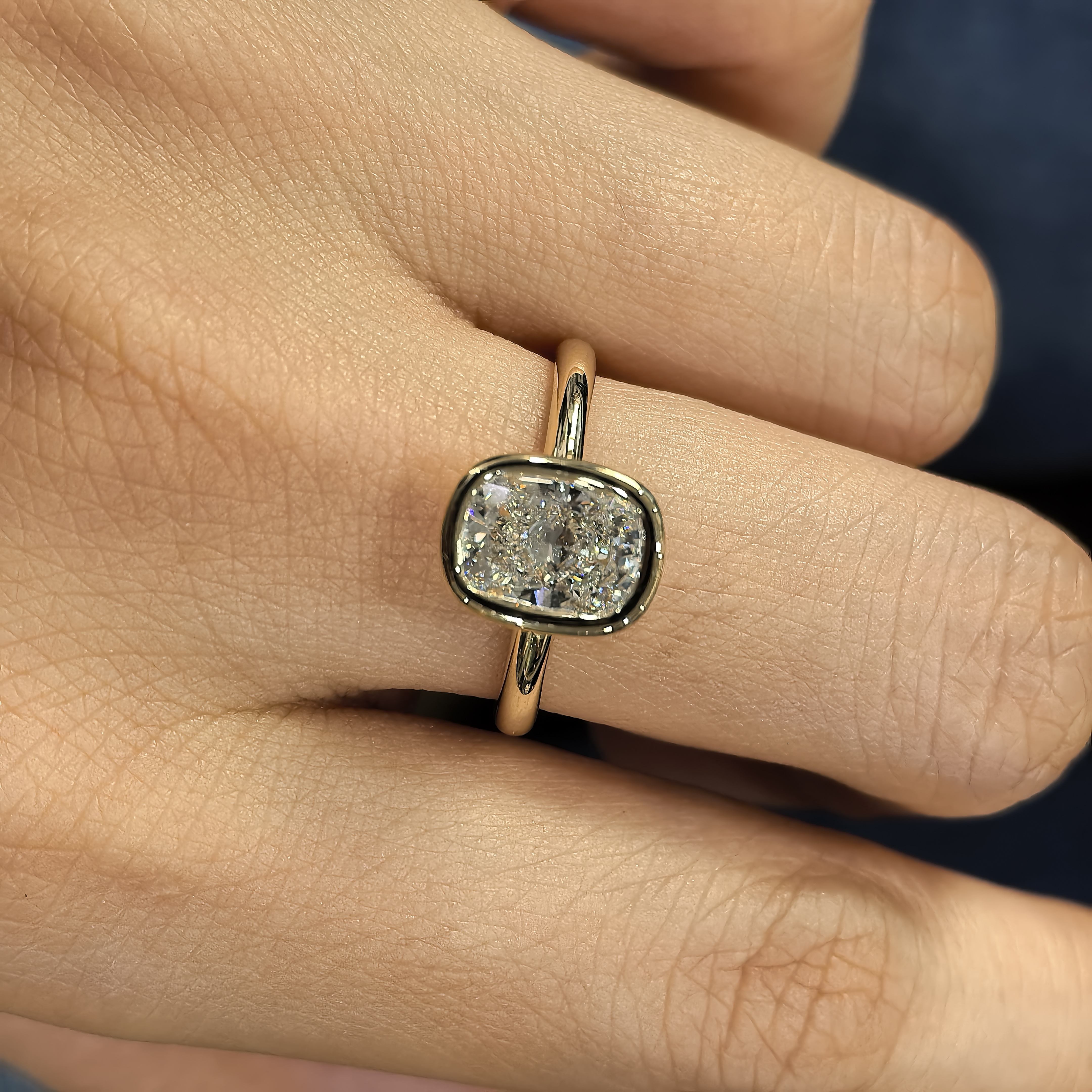 IGI Certified Cushion-Radiant Cut VS2 Lab Diamond Ring (1–3 ct) in Solid Gold 10K–18K or 925 Sterling Silver