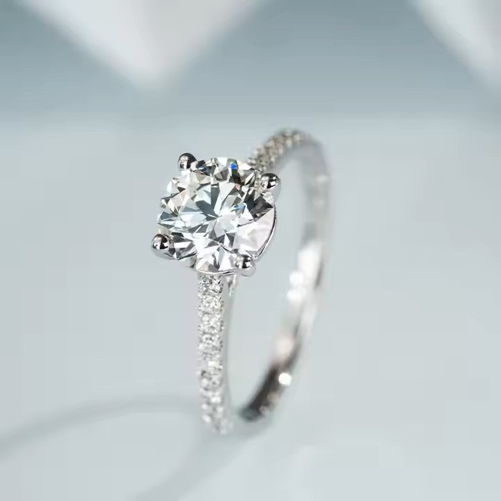 IGI Certified Eternity Halo Round Lab-Diamond Ring with VS2 Lab Diamond (1–2 ct) in Gold or Sterling Silver