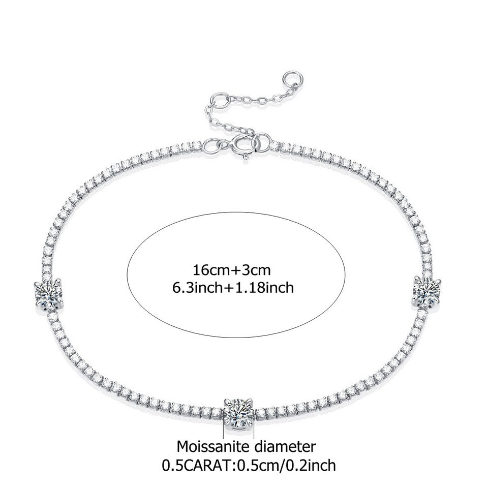 Classic Moissanite Multi-Stone Bracelet | 0.4 CTW, D Color, VVS Clarity, Sterling Silver