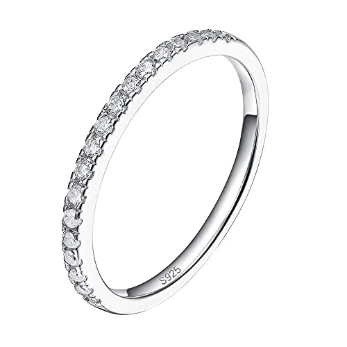 Eternity Moissanite Band Ring | D Color, VVS Clarity, Platinum-Plated Sterling Silver