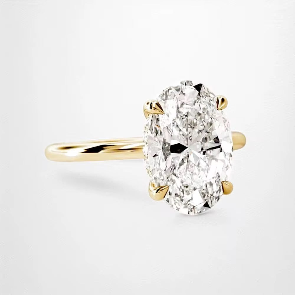 IGI Certified Oval Lab-Grown VS2 Diamond Ring (2-3 ct), Timeless Elegance in Gold or Silver