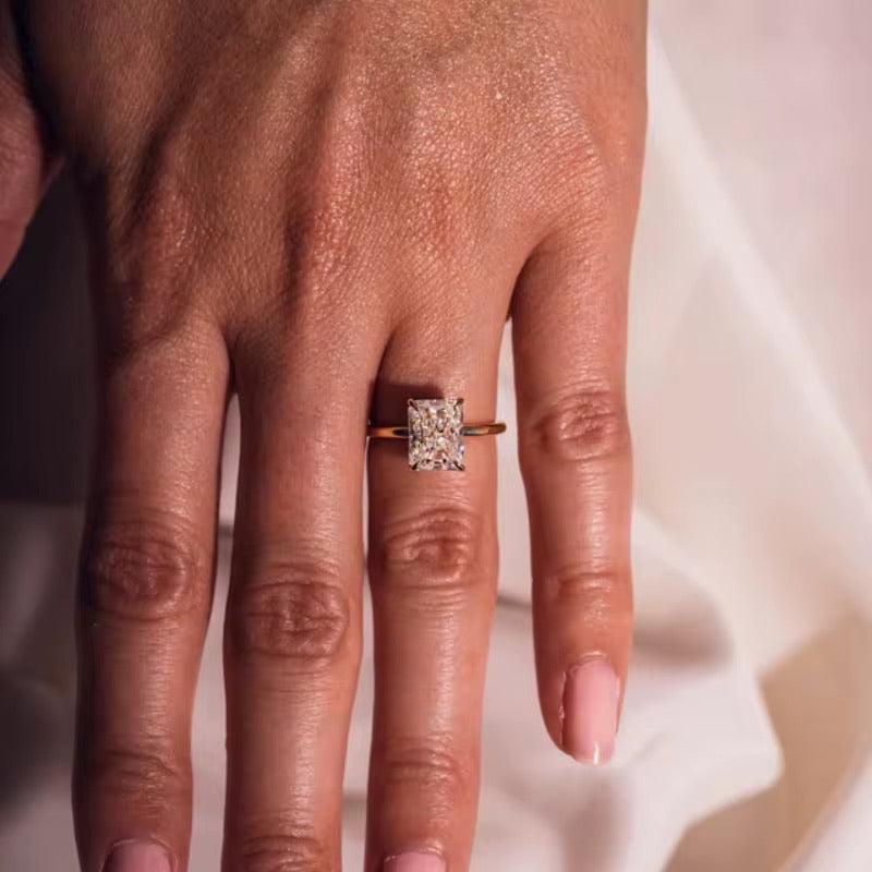 IGI Certified Radiant Cut VS2 Lab Diamond Ring (1–3 ct) in Solid Gold 10K–18K or 925 Sterling Silver