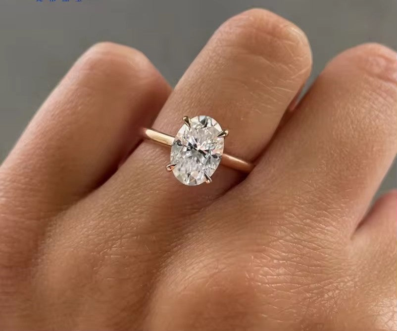 IGI Certified Oval Lab-Grown VS2 Diamond Ring (2-3 ct), Timeless Elegance in Gold or Silver