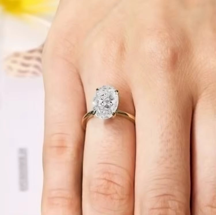 IGI Certified Oval Lab-Grown VS2 Diamond Ring (2-3 ct), Timeless Elegance in Gold or Silver