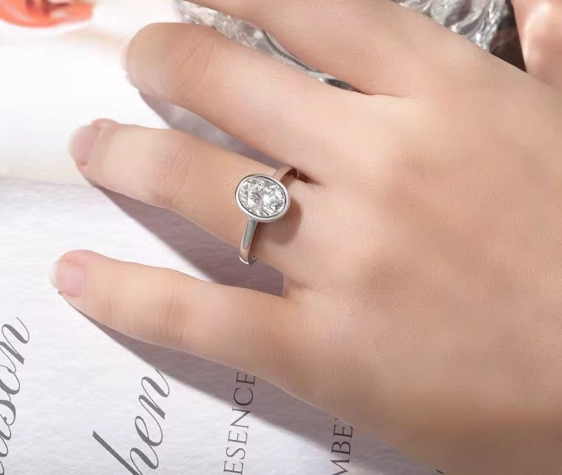 IGI Certified Oval Cut VS2 Lab Diamond Ring (1–3 ct) in Solid Gold 10K–18K or 925 Sterling Silver