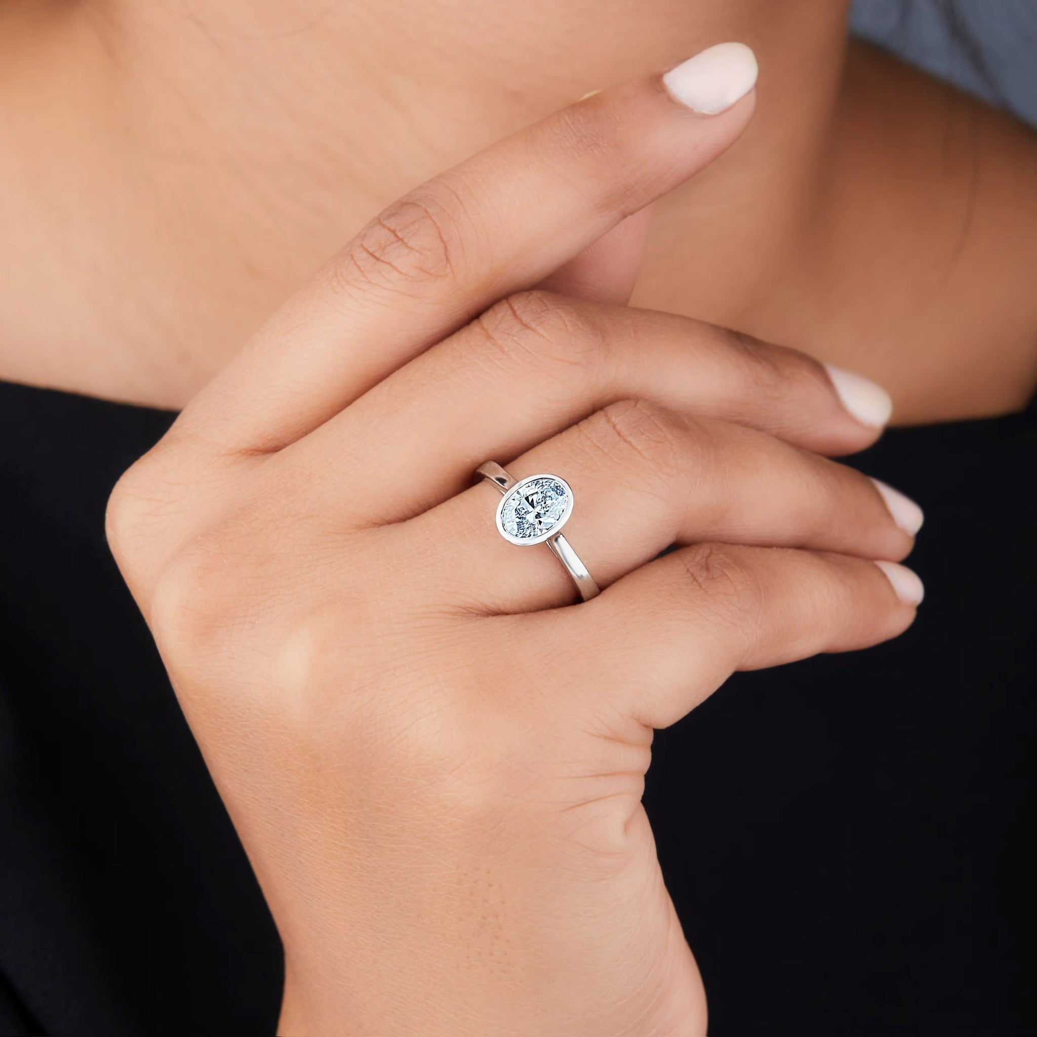 IGI Certified Oval Cut VS2 Lab Diamond Ring (1–3 ct) in Solid Gold 10K–18K or 925 Sterling Silver