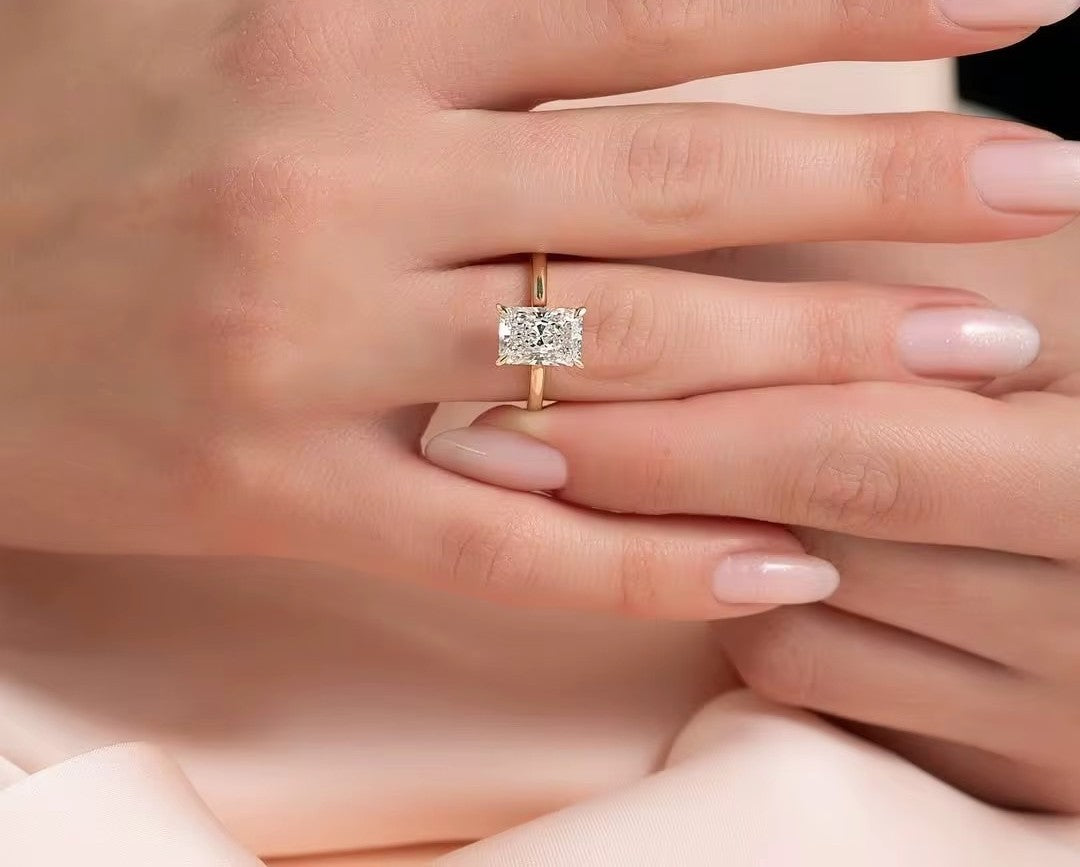 IGI Certified Radiant Cut VS2 Lab Diamond Ring (1–3 ct) in Solid Gold 10K–18K or 925 Sterling Silver