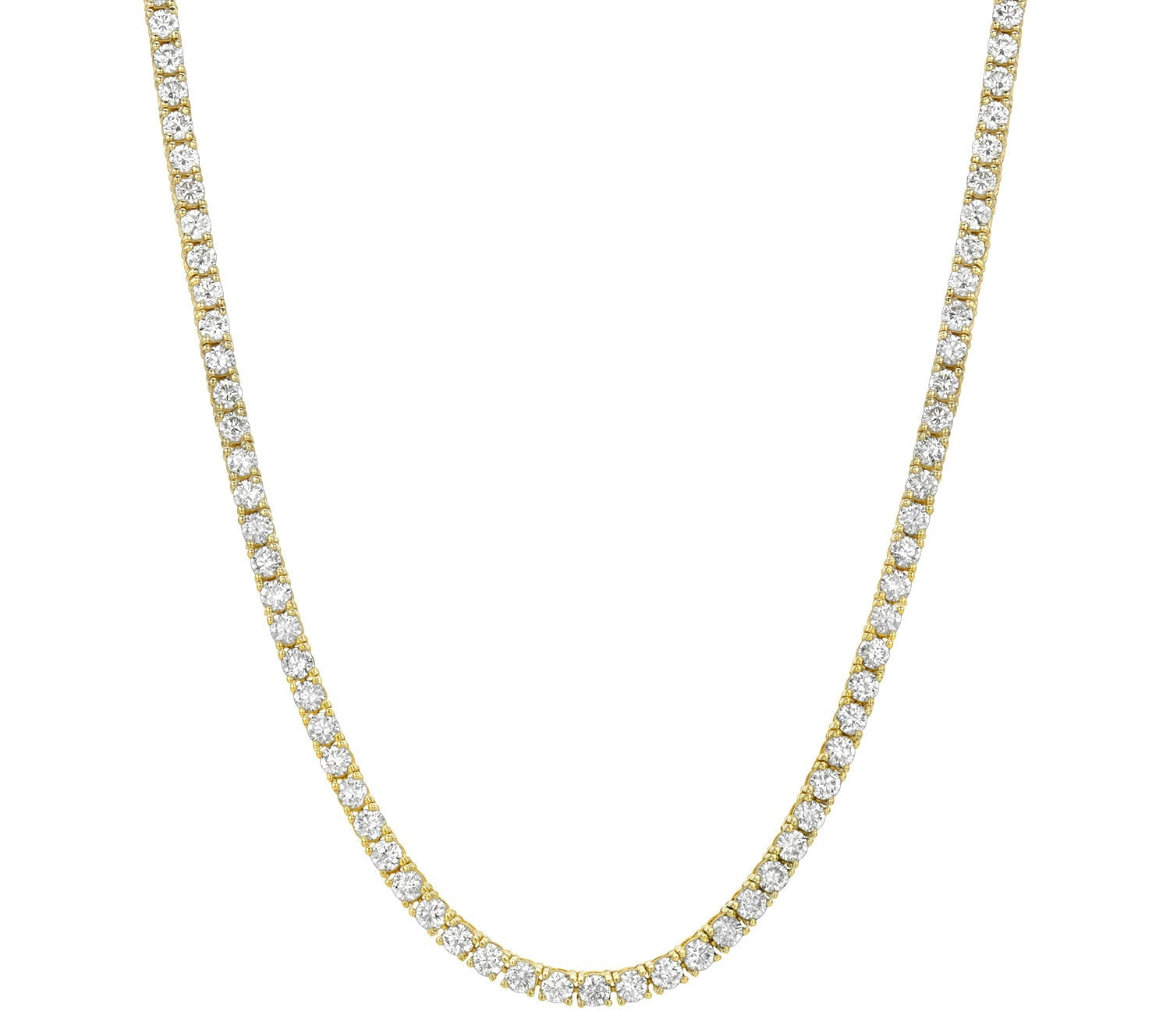 IGI Certified Round Lab Diamond Tennis Necklace (7–25 ct, 2–4 mm) — 18" Length — Custom Made in Gold or Silver