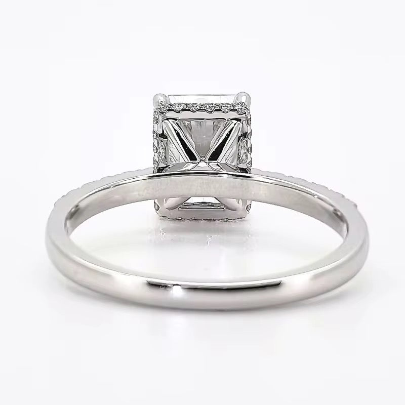 Classic Solitaire 5 Carat Radiant-Cut Moissanite Ring | D Color, VVS Clarity, Platinum-Plated Sterling Silver