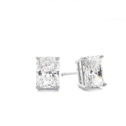 Radiant-Cut Moissanite Stud Earrings 2 CTW Each | D Color, VVS Clarity, Platinum-Plated Sterling Silver