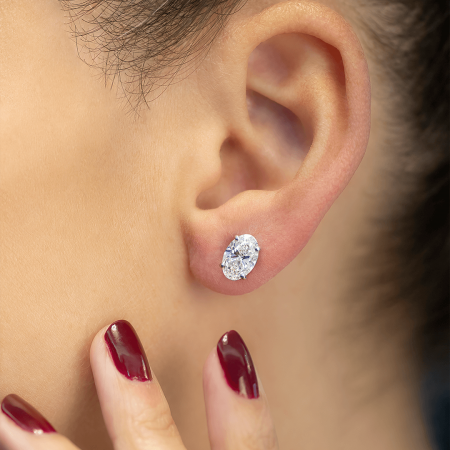 IGI Certified Oval Cut Lab Diamond Stud Earrings (2–4 ct each) — Custom Made in Gold or Silver