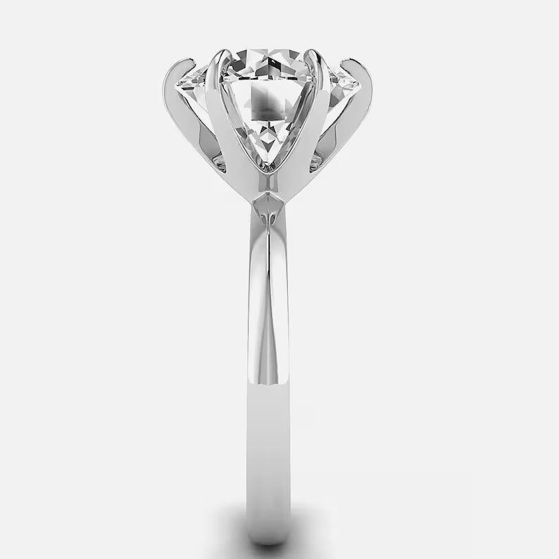 Majestic Solitaire 5 Carat Moissanite Ring | D Color, VVS Clarity, Platinum-Plated Sterling Silver