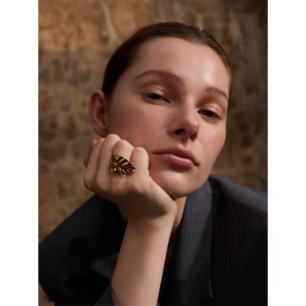 Premium stainless steel ring finished with 18k gold plating