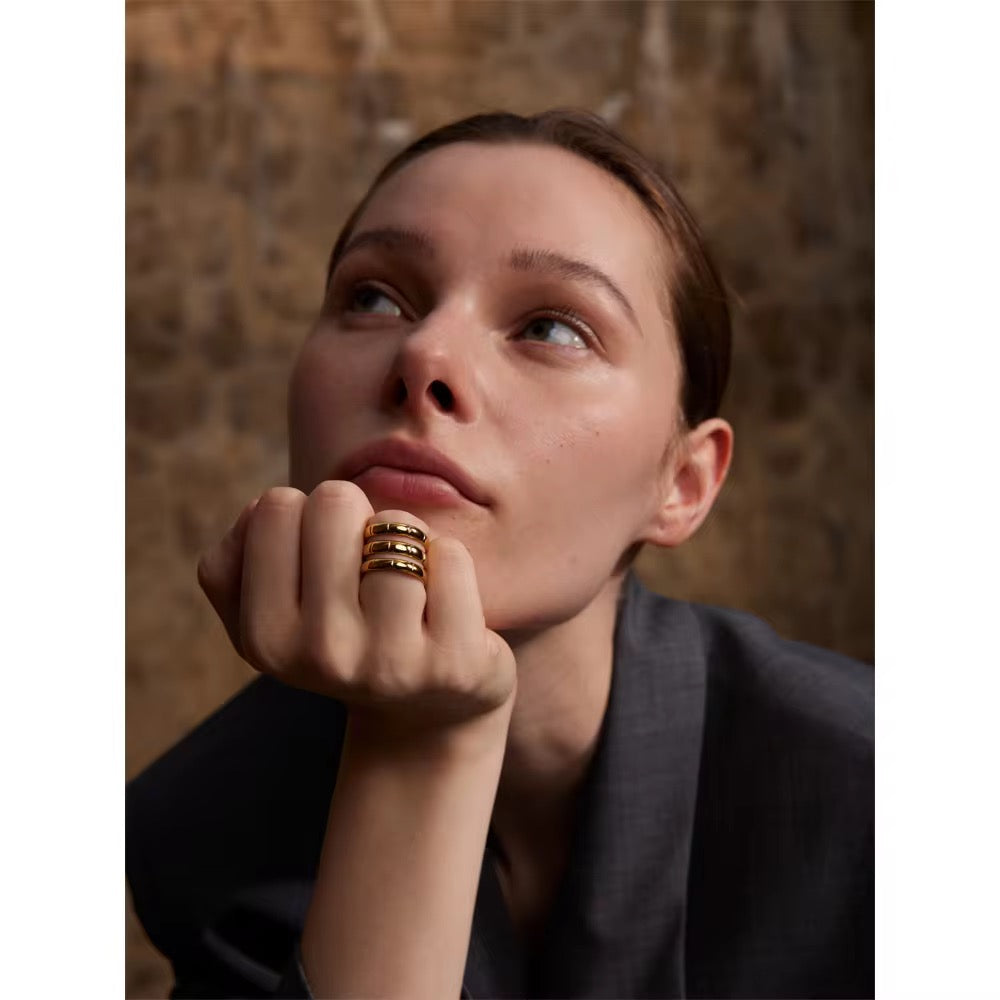 Premium stainless steel ring with platinum plating