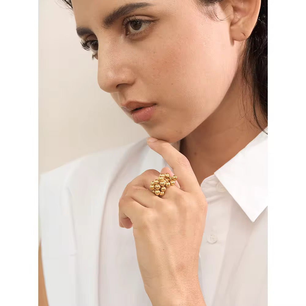 Premium stainless steel ring finished with 18k gold plating