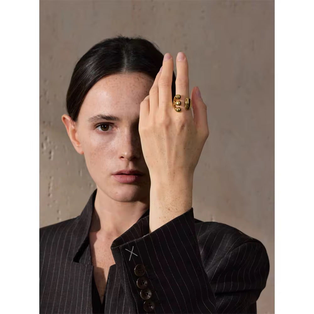 Premium stainless steel ring finished with 18k gold plating