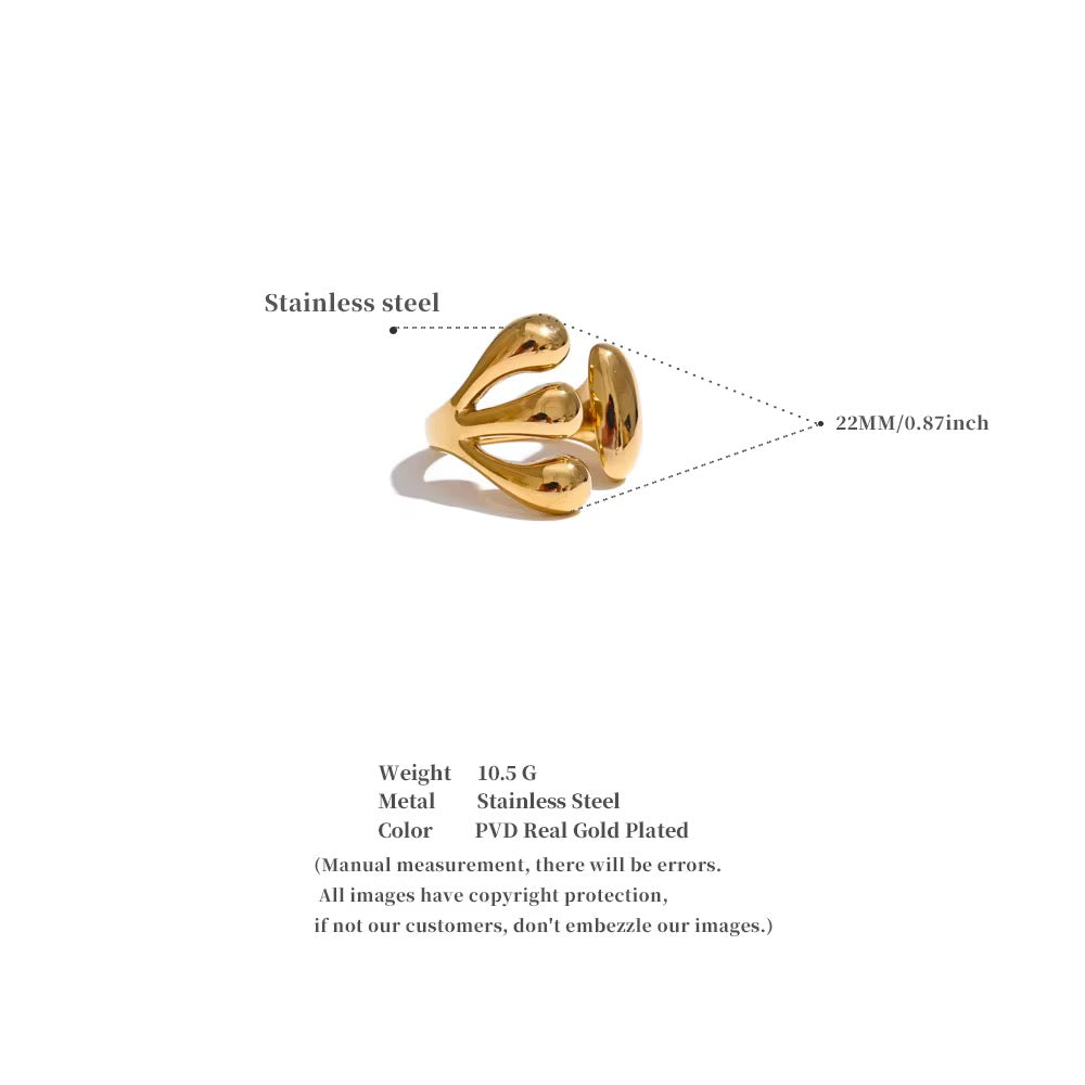 Premium stainless steel ring finished with 18k gold plating