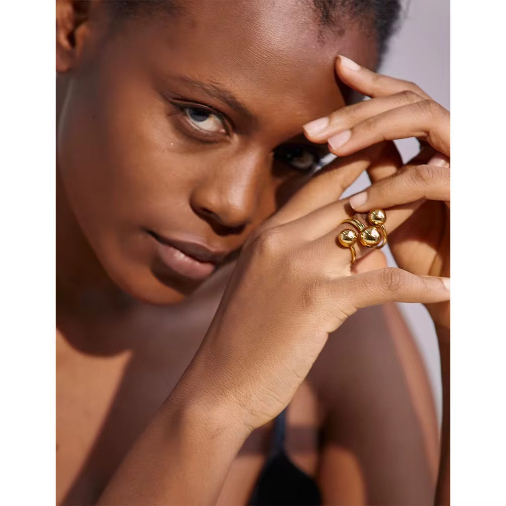 Premium stainless steel ring finished with 18k gold plating