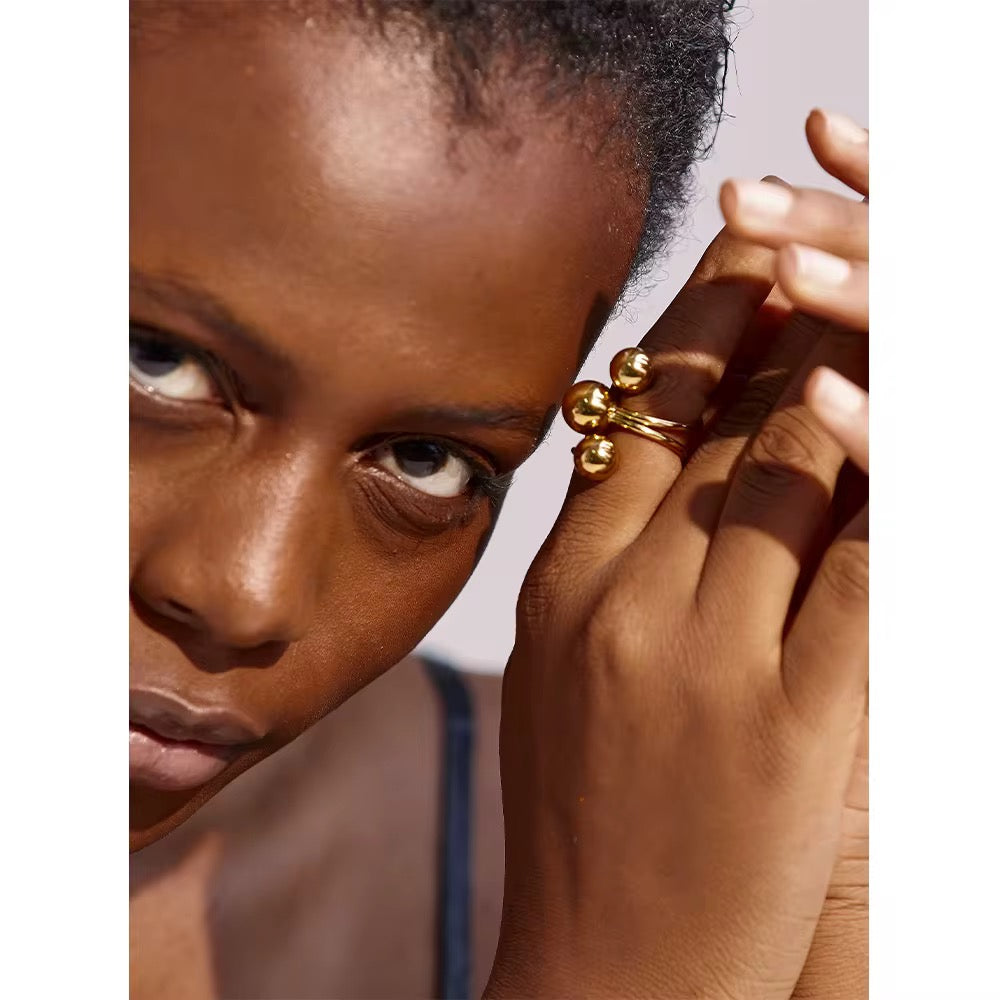 Premium stainless steel ring finished with 18k gold plating