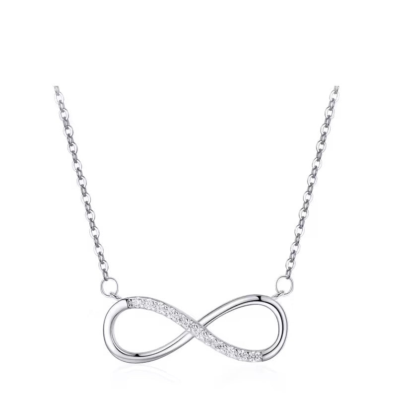 Rhodium-plated silver necklace with zircon stones