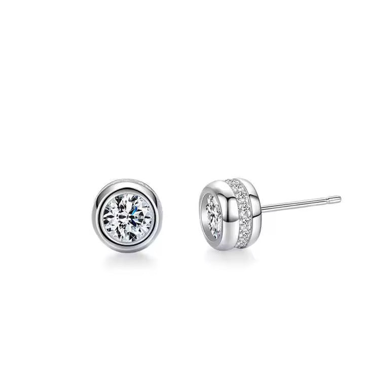 Rhodium-plated silver earrings with zircon stones