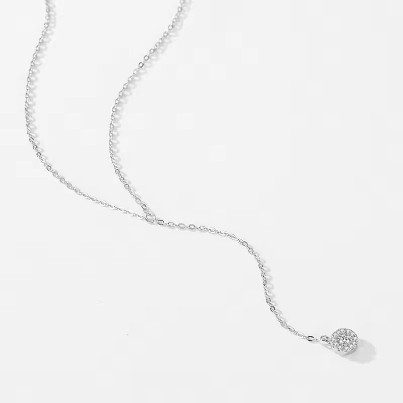 Rhodium-plated silver necklace with zircon stones
