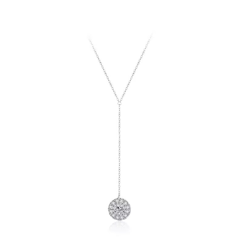 Rhodium-plated silver necklace with zircon stones