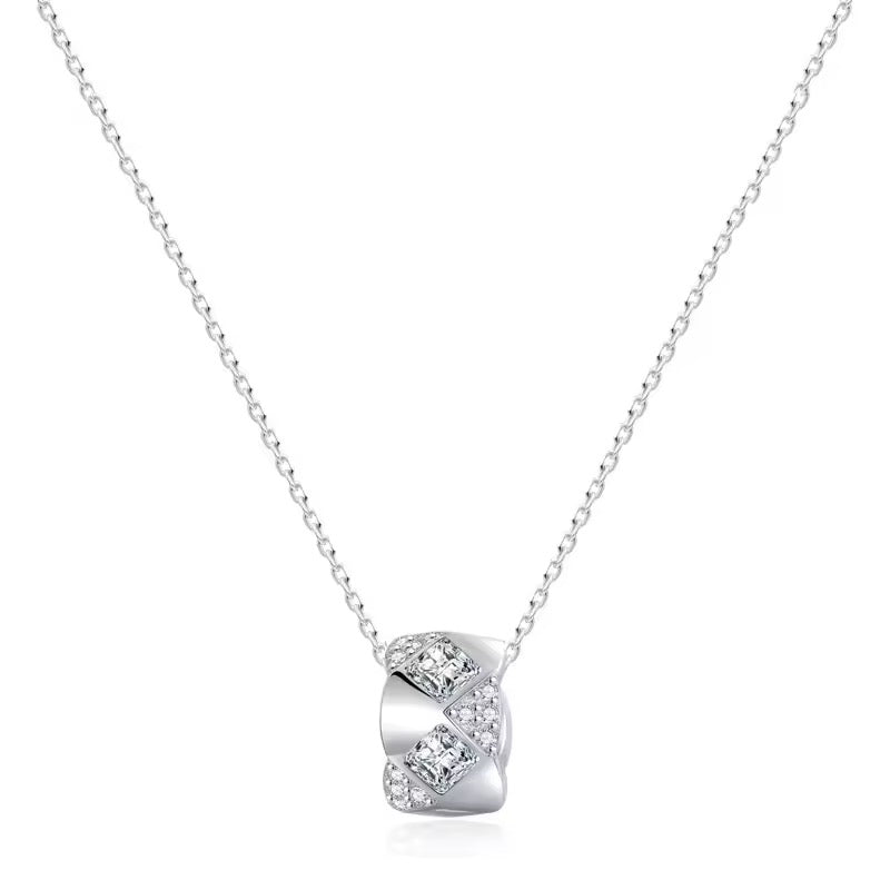 Rhodium-plated silver necklace with zircon stones