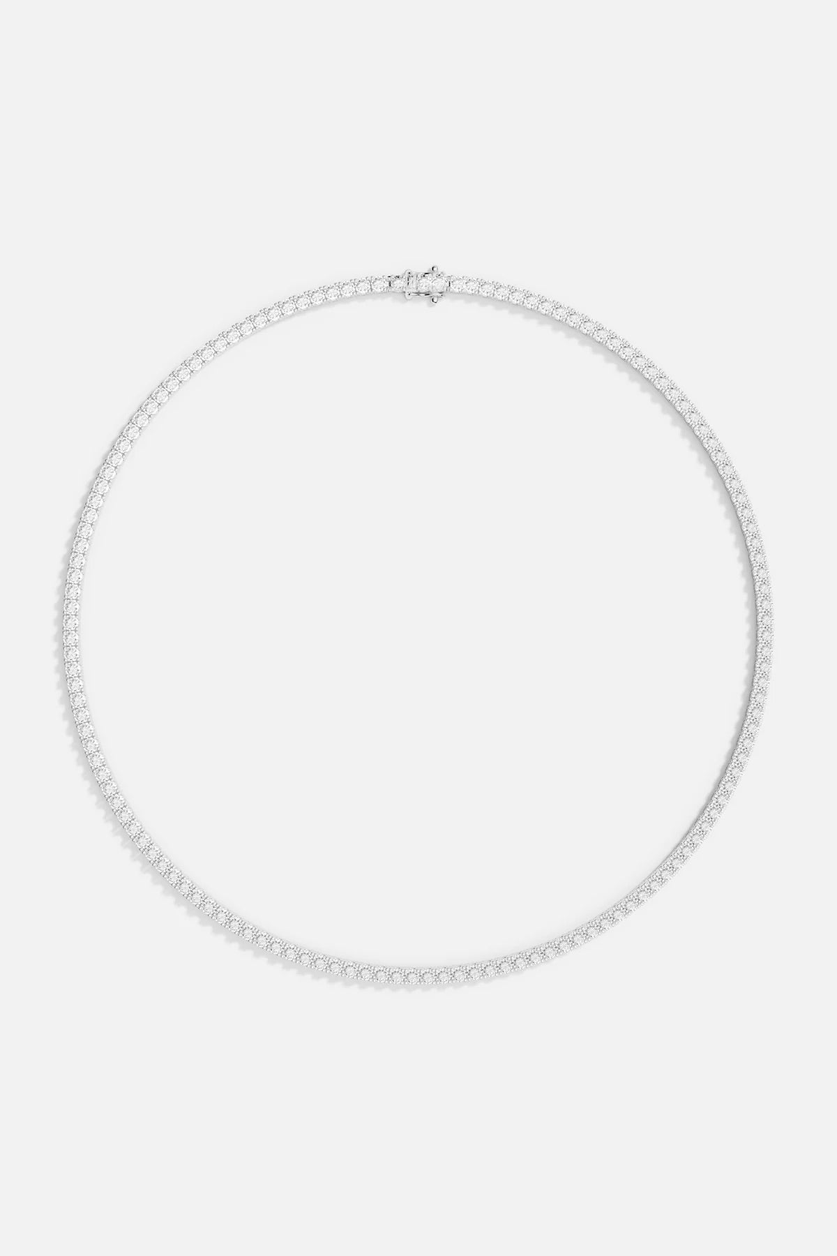 IGI Certified Round Lab Diamond Tennis Necklace (7–25 ct, 2–4 mm) — 18" Length — Custom Made in Gold or Silver