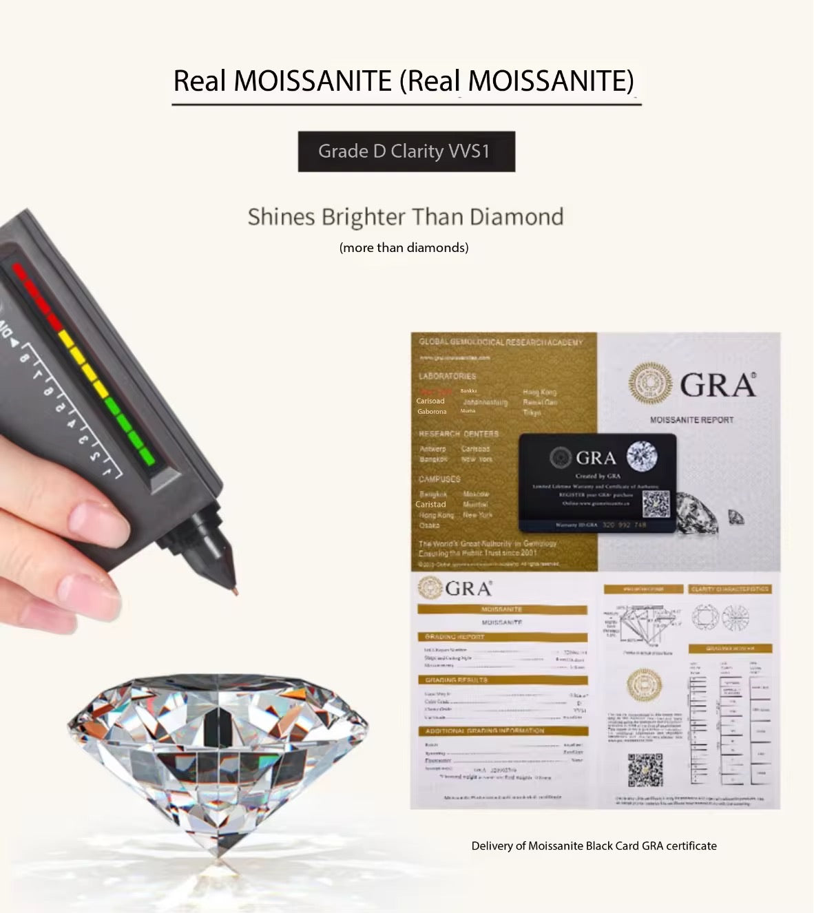 Elegant Multi-Line Statement Ring | Moissanite, D Color, VVS Clarity, Sterling Silver