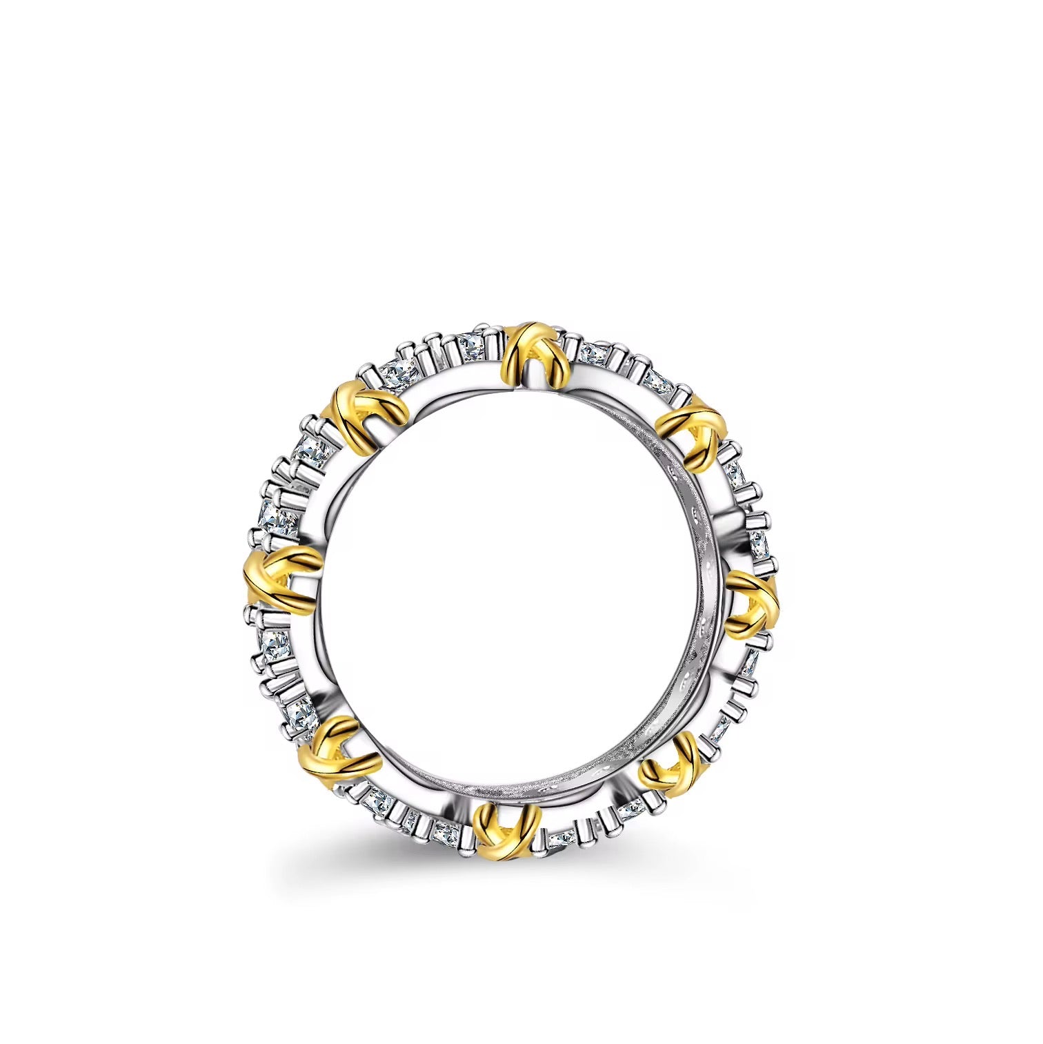 Sixteen Stone Moissanite Band Ring | 1.5 CTW, D Color, VVS Clarity, Platinum-Plated Sterling Silver