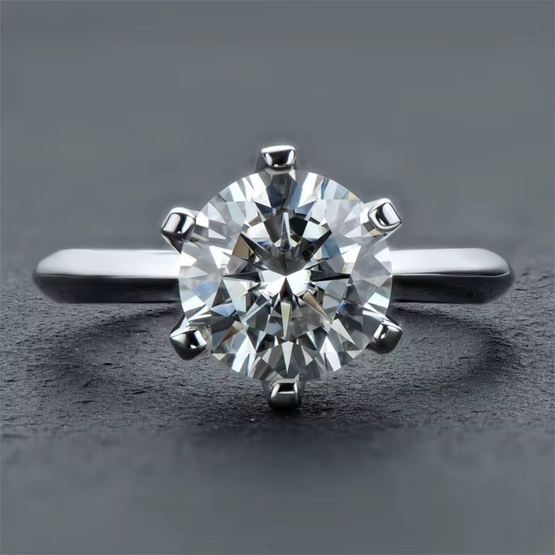 Majestic Solitaire 3 Carat Moissanite Ring | D Color, VVS Clarity, Platinum-Plated Sterling Silver